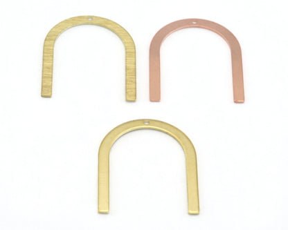 U Magnet shape flat One Hole Charms findings 30x25mm Raw Copper - Raw Brass - Brushed R449-130