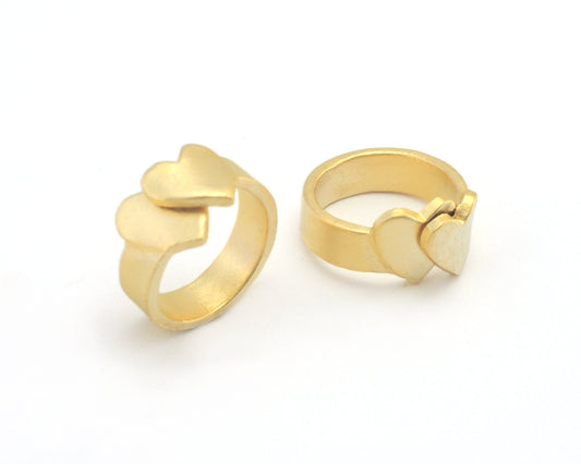 Heart Shape Adjustable Matte Gold Plated brass (17mm 6.5US inner size) OZ3215 ring24