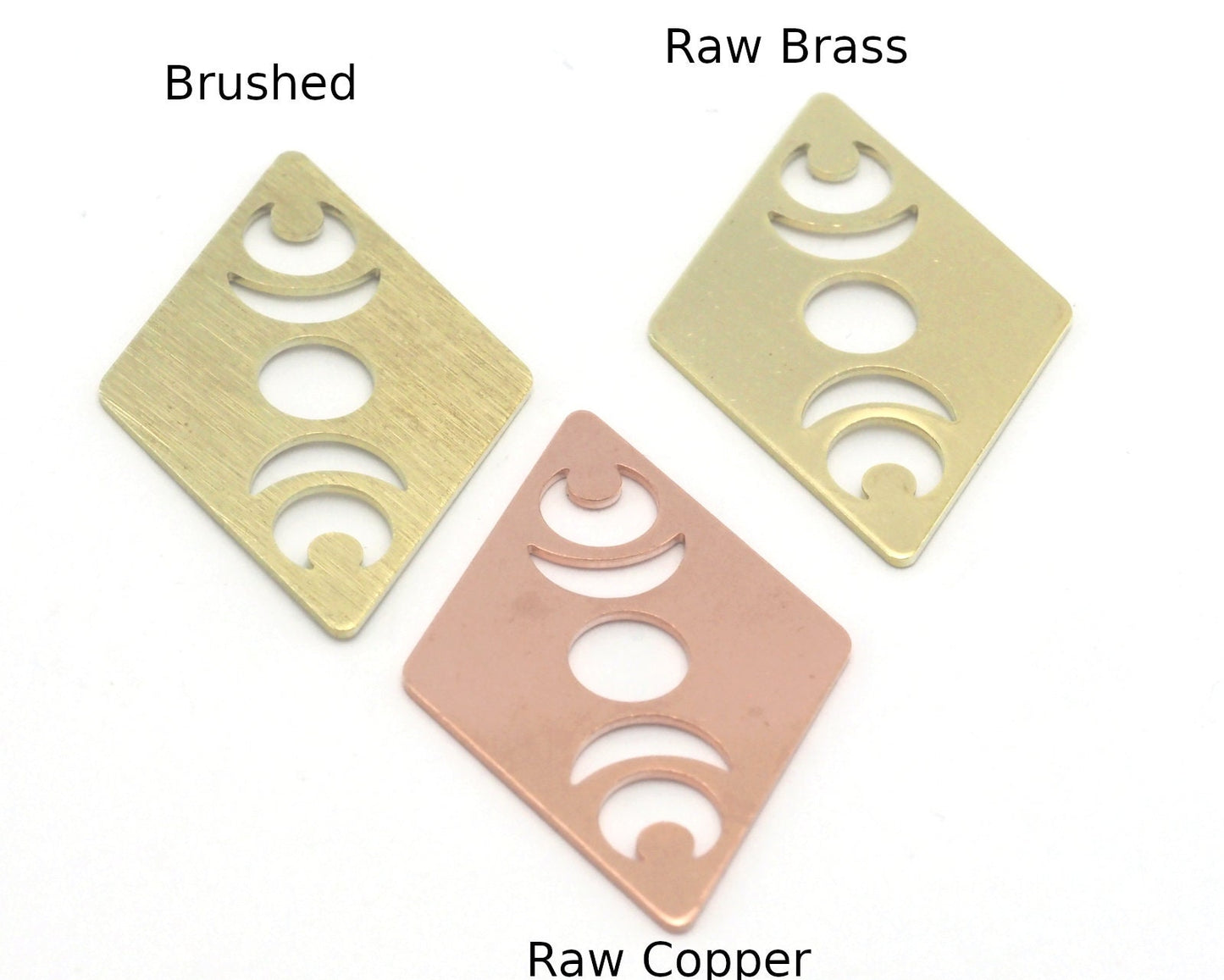 Rhombus Diamond Crescent Moon Statement charms (Raw Brass, Brushed, Raw Copper) 40x26mm (0.8mm thickness) No hole tag R452