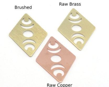 Rhombus Diamond Crescent Moon Statement charms (Raw Brass, Brushed, Raw Copper) 40x26mm (0.8mm thickness) No hole tag R452