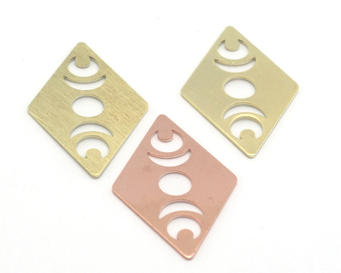 Rhombus Diamond Crescent Moon Statement charms (Raw Brass, Brushed, Raw Copper) 40x26mm (0.8mm thickness) No hole tag R452