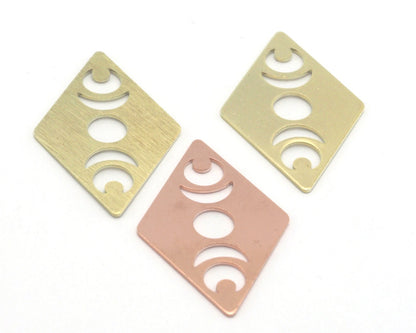 Rhombus Diamond Crescent Moon Statement charms (Raw Brass, Brushed, Raw Copper) 40x26mm (0.8mm thickness) No hole tag R452