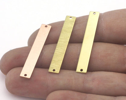 Rectangle Tag 6x40mm Copper - raw brass (0.8mm thickness) 2 holes charms findings R456-155