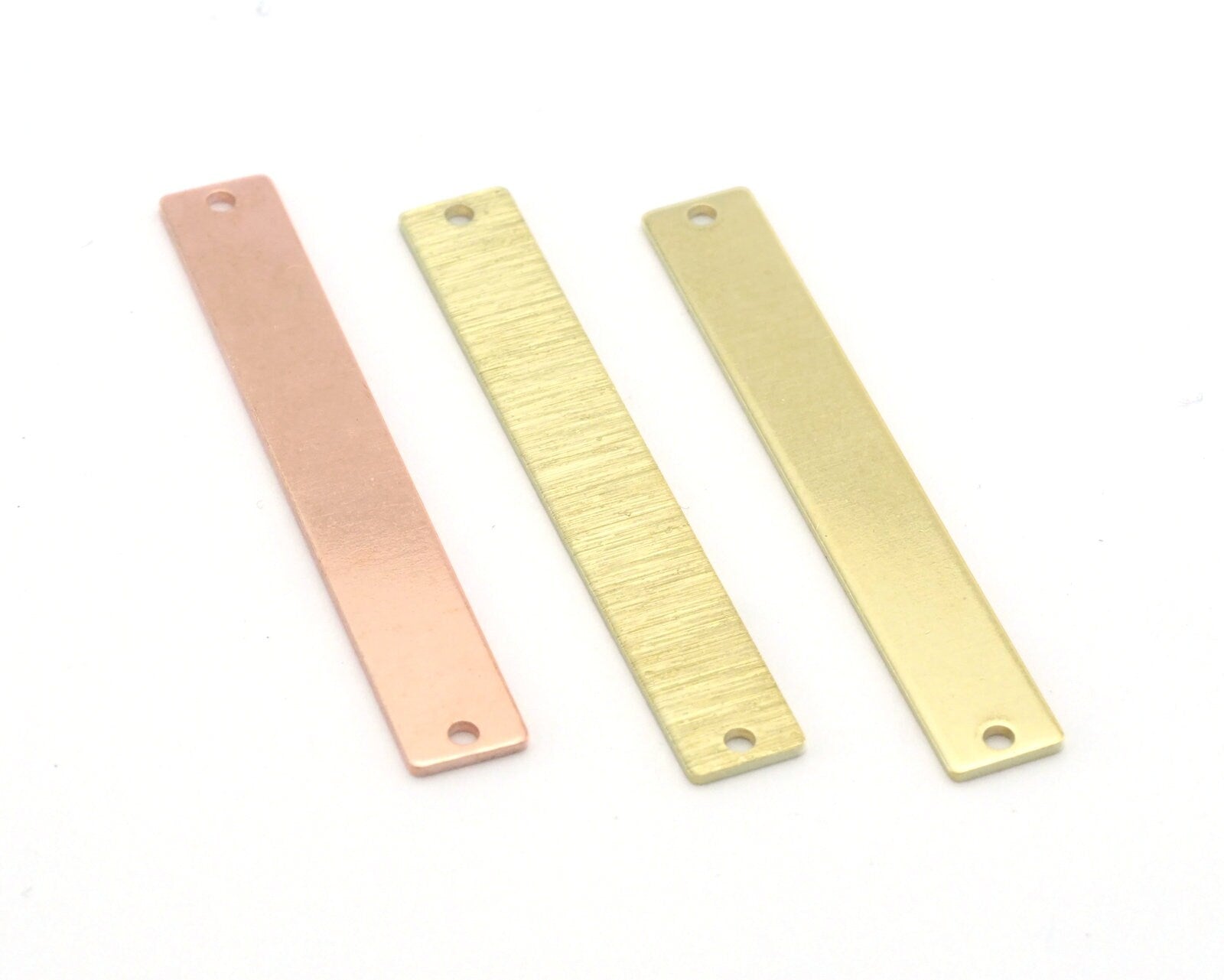 Rectangle Tag 6x40mm Copper - raw brass (0.8mm thickness) 2 holes charms findings R456-155