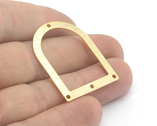 Semi Circle Rectangle Connector Charms Gold Plated Brass 35x28mm 0.8mm thickness Findings OZ2769-220