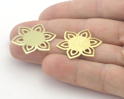 Flower Shape 28.5x25mm raw brass - Brushed Brass - raw copper no hole charms findings 4310-220