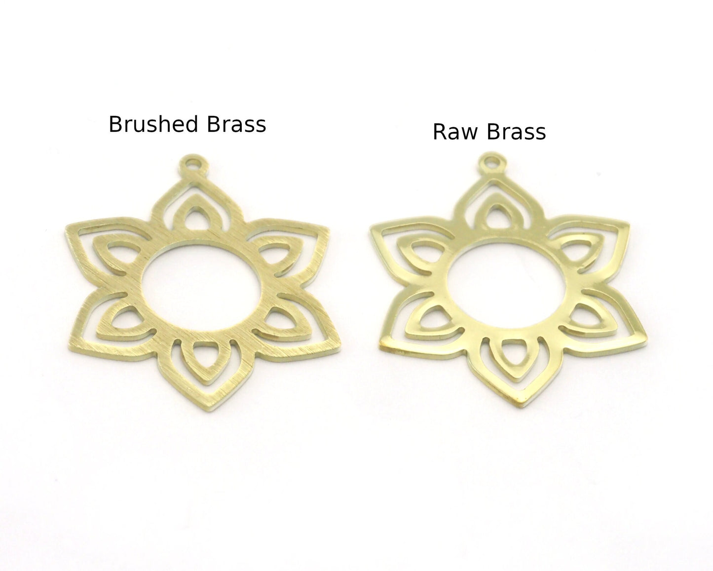 Flower Shape 31x25mm raw brass - Brushed Brass - Raw Copper 1 hole charms findings 4311-155