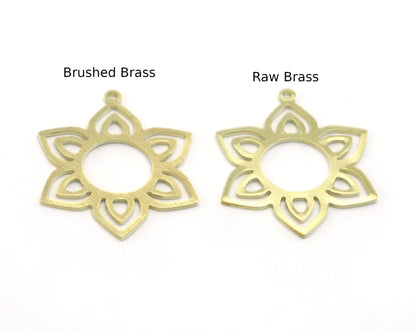 Flower Shape 31x25mm raw brass - Brushed Brass - Raw Copper 1 hole charms findings 4311-155