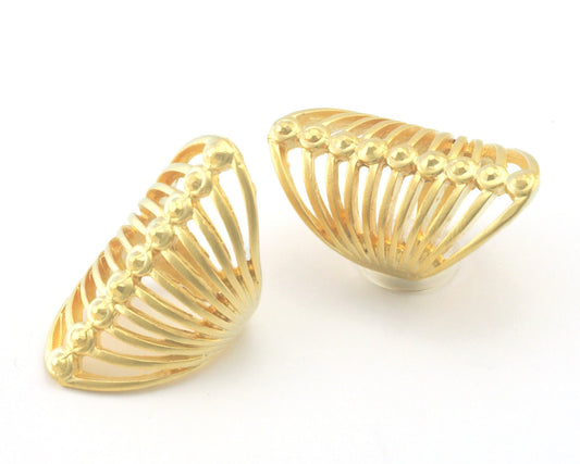 Cage Ring Adjustable Matte Gold Plated brass (18mm 7.5US inner size) OZ2728