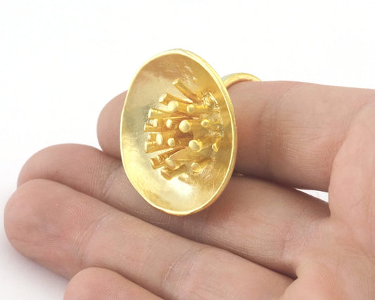 Flower Adjustable Ring Matte gold plated Brass OZ4016