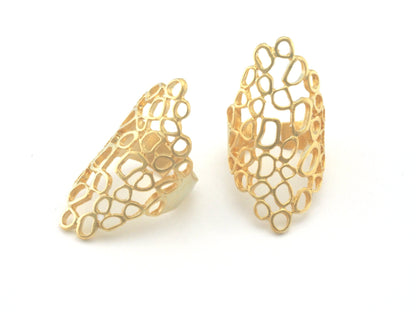 Filigree circles Adjustable Ring 44mm Matte gold plated brass (18mm 8US inner size) OZ3291 ring21