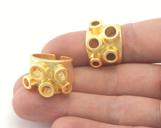 Ring Adjustable Ring Bezel - Cup Matte gold plated brass (17.5mm 7US inner size - Adjustable ) OZ2698
