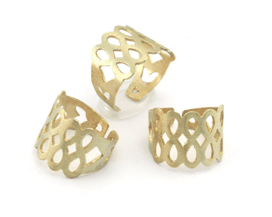 Mesh Adjustable Ring Raw Brass (6US 9.5US inner size) OZ4291