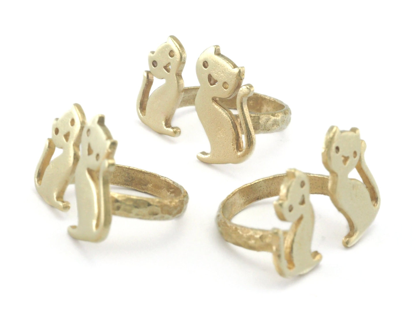 Cats Adjustable Ring Raw Brass (7US 9US inner size) OZ4293