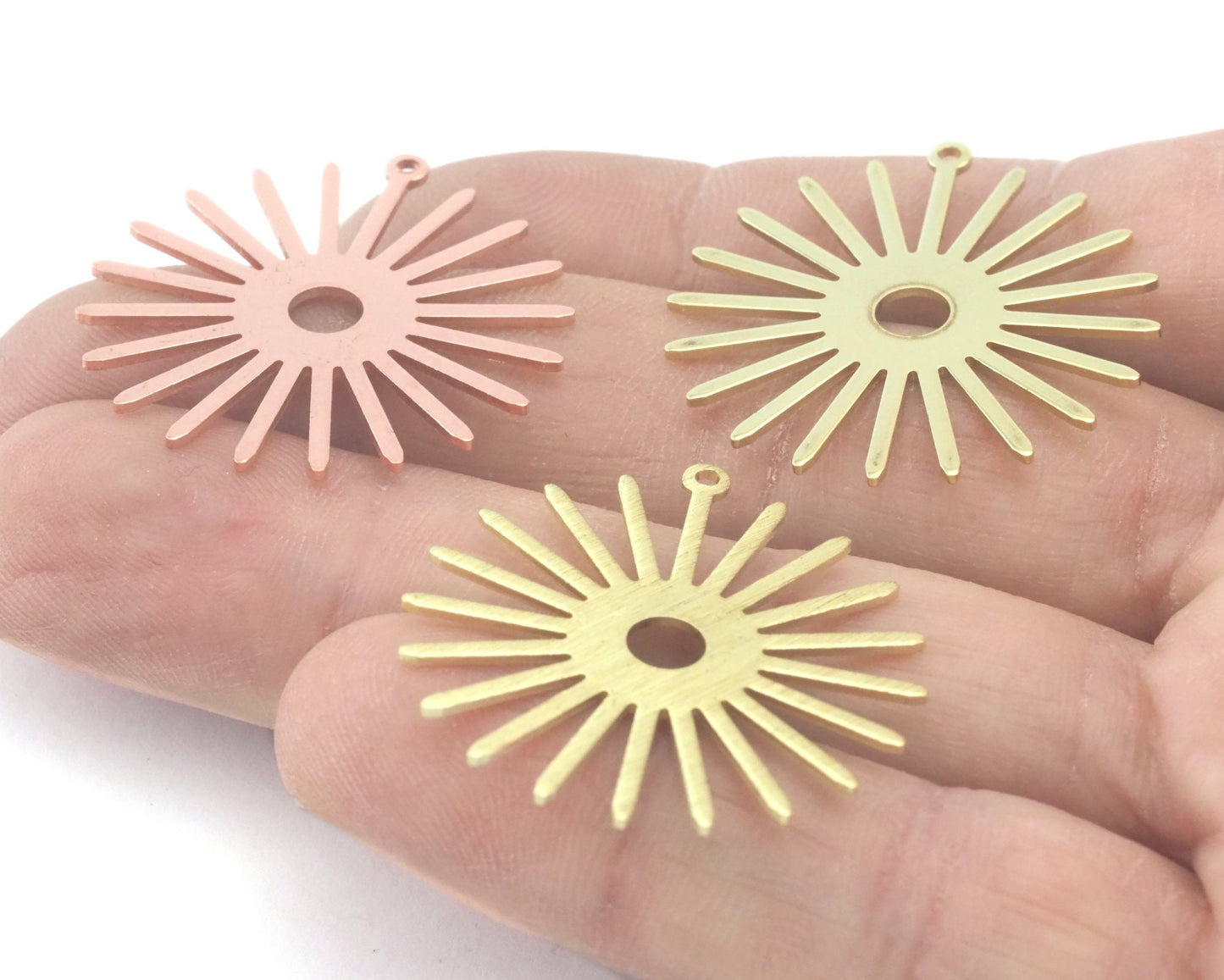 Sun Flat Charms 31.5x30mm Raw Copper - Raw Brass - Brushed findings R405-220