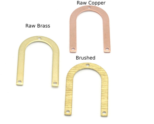 U Magnet shape flat Connector Charms findings 26x17mm Raw Copper - Raw Brass - Brushed findings R410-100