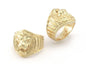 Lion Wild Animals Adjustable Ring Shiny Gold Plated Brass (18.5mm 8.5US inner size) OZ3354