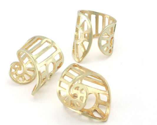 Snail Ring Adjustable Ring Shiny Gold Plated brass (18mm 7.5US inner size - Adjustable ) OZ2740