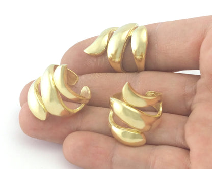 Snake Adjustable Ring Organic Shape Raw brass (6 - 9US inner size ) OZ4345