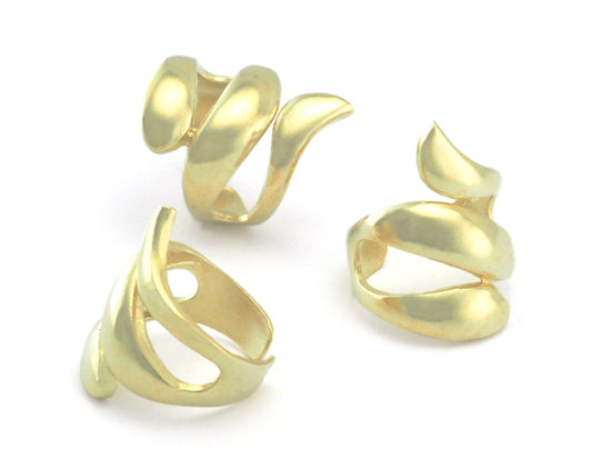 Snake Adjustable Ring Organic Shape Raw brass (6 - 9US inner size ) OZ4345