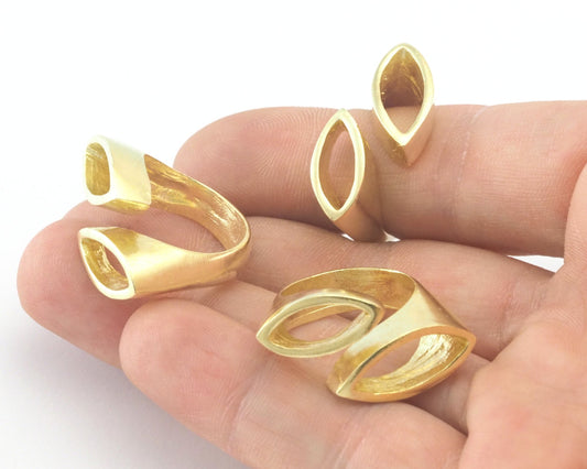 Marquise Adjustable Ring Raw Brass (18mm 8US inner size) Oz2988