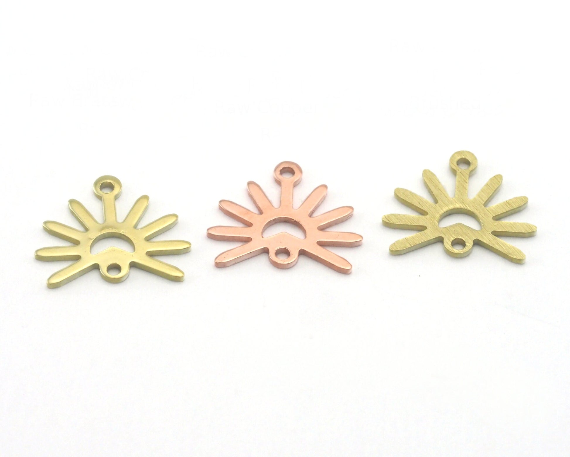 Sun Charms 15x13.2mm 2 hole Raw Copper - Brass - Brushed Brass findings R422-46