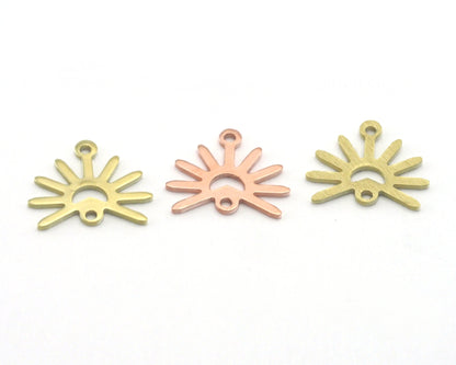 Sun Charms 15x13.2mm 2 hole Raw Copper - Brass - Brushed Brass findings R422-46