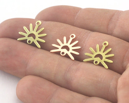 Sun Charms 15x13.2mm 2 hole Raw Copper - Brass - Brushed Brass findings R422-46