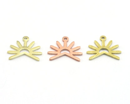 Sun Charms 15x13.2mm 1 hole Raw Copper - Brass - Brushed Brass findings R423-46