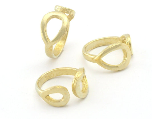 Drops Frames Adjustable Ring Raw Brass (6US - 8US inner size) 4348