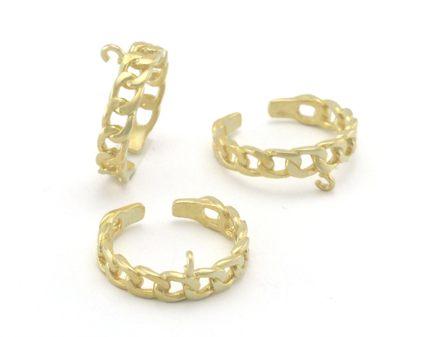 Chain Ring Adjustable Ring with loop - Raw brass (5 - 8 US inner size - Adjustable ) OZ4303