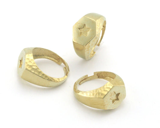 Star Signet Ring Adjustable Raw Brass (6-7US inner size) Oz4243