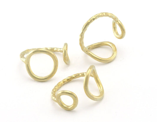 Hammered Circles Frames Adjustable Ring Raw Brass (5US - 8US inner size) 4353