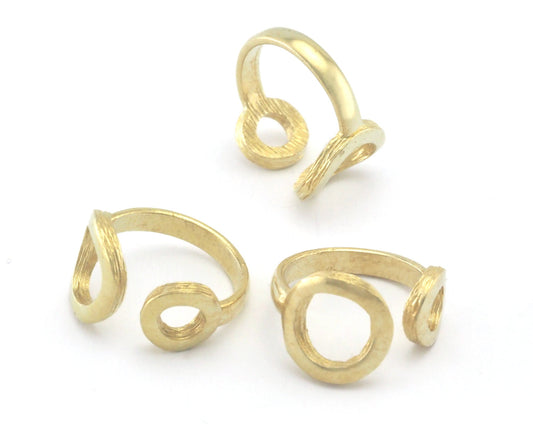 Circles Frame Band Adjustable Ring Raw Brass (6US - 8US inner size) 4357