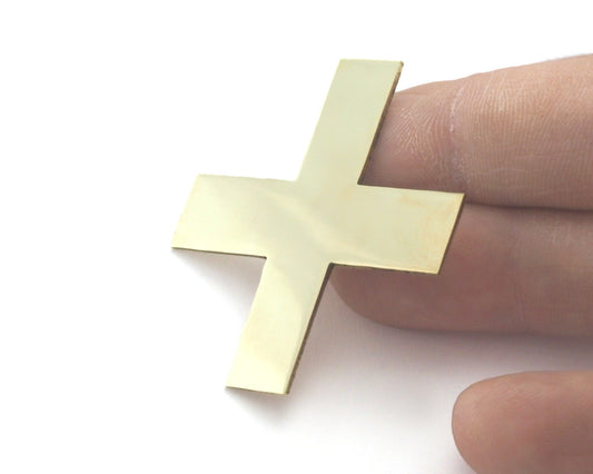 Raw Brass Cross Tag 45mm , thickness : 1 mm findings 777