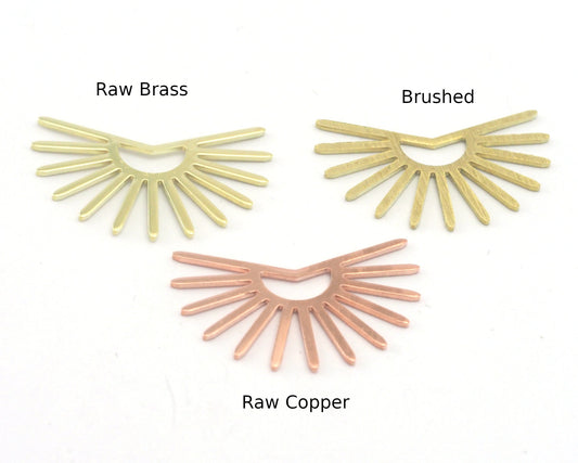 Sun Charms 30x20mm No hole Raw Copper - Brass - Brushed Brass findings R437-122