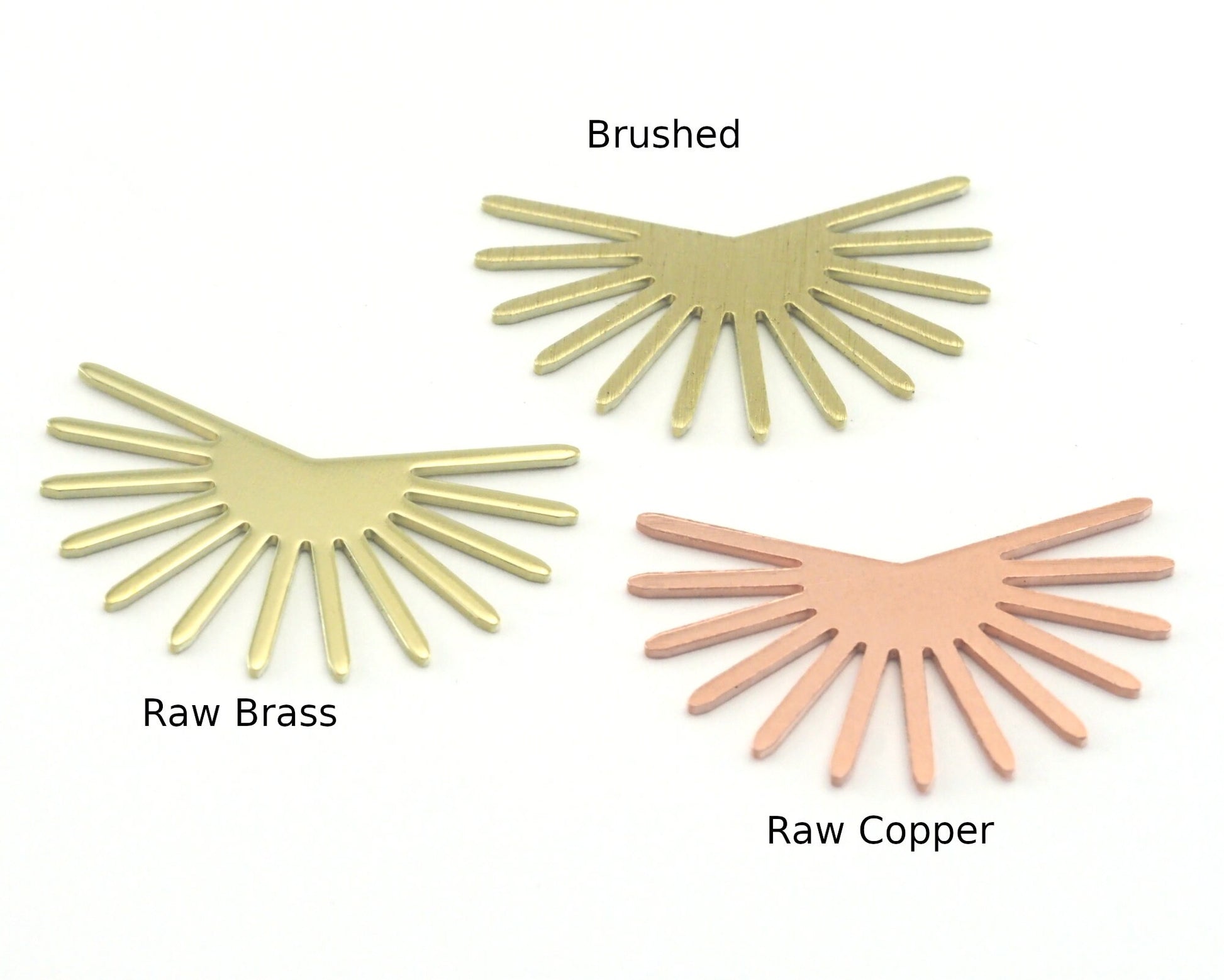 Sun Charms 25x17.5mm No hole Raw Copper - Brass - Brushed Brass findings R472-100