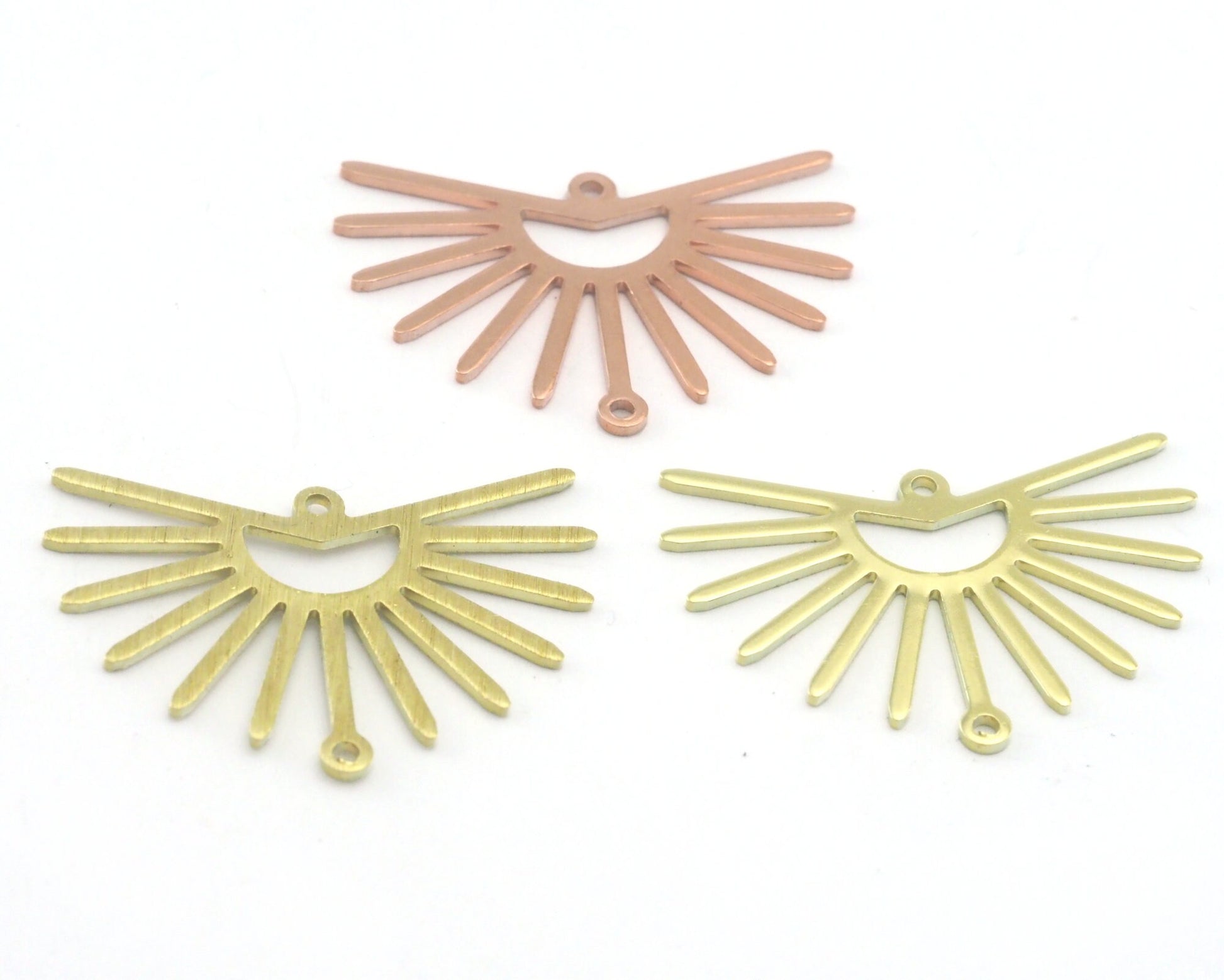 Sun Charms 30x22mm 2 hole Raw Copper - Brass - Brushed Brass findings R441-122