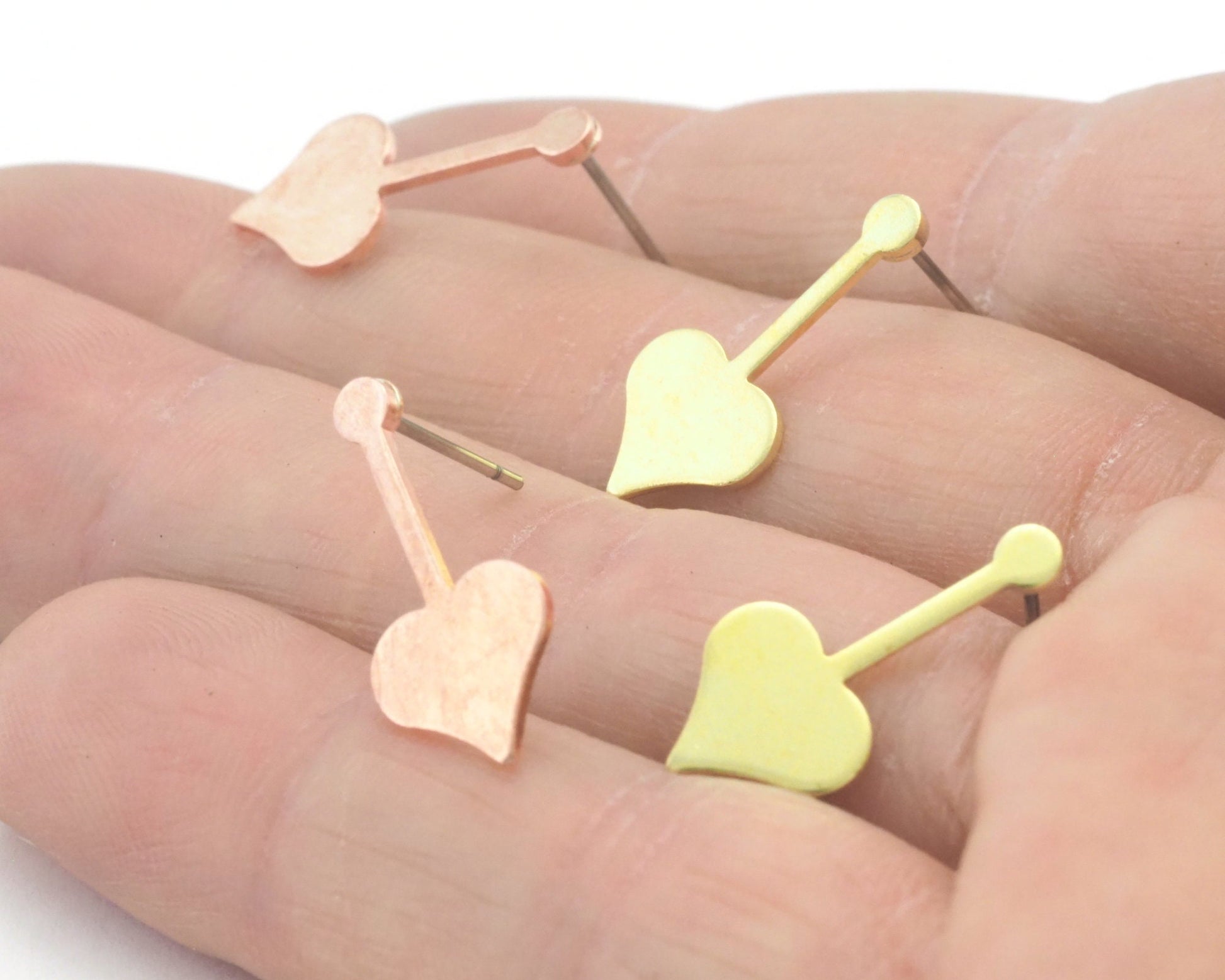 Earring Stud Posts Crescent Heart (20x9.5mm) Raw Brass - Copper 4305