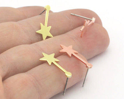 Earring Stud Posts Star (20x9.5mm) Raw Brass - Copper 4305