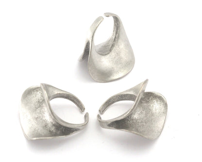 Leaf Adjustable Ring Antique Silver Plated brass (18.5mm 8.5US inner size ) OZ2836 ring27