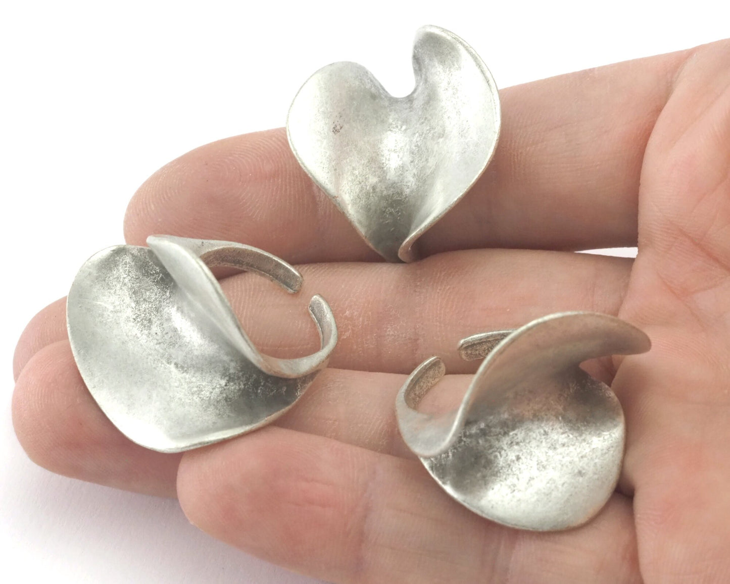 Leaf Adjustable Ring Antique Silver Plated brass (18.5mm 8.5US inner size ) OZ2836 ring27