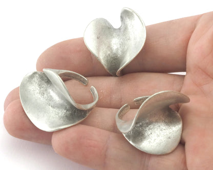 Leaf Adjustable Ring Antique Silver Plated brass (18.5mm 8.5US inner size ) OZ2836 ring27