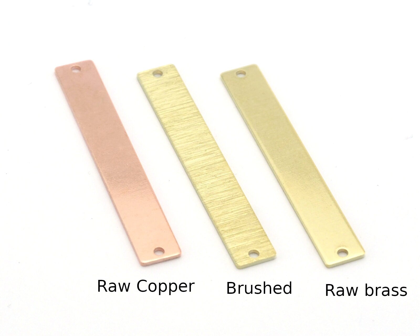 Rectangle Tag 6x40mm Copper - raw brass (0.8mm thickness) 2 holes charms findings R456-155