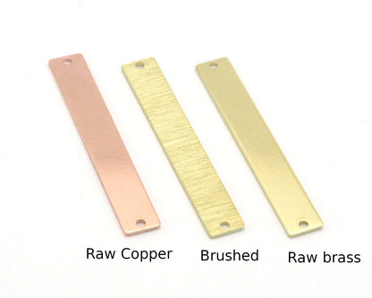 Rectangle Tag 6x40mm Copper - raw brass (0.8mm thickness) 2 holes charms findings R456-155