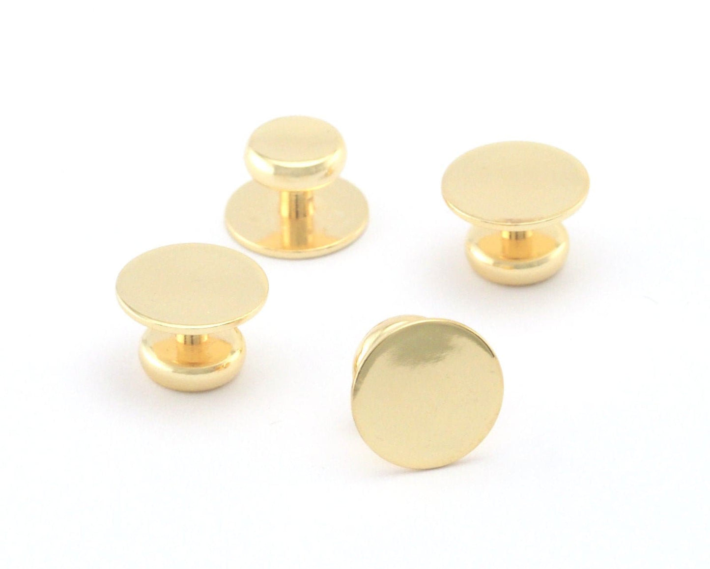 Cufflink shiny gold plated brass , 12x8mm studs, shirt collar tuxedo stud, 1008