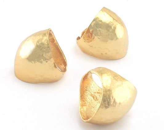Ring Hammered Domed Adjustable Shiny Gold plated brass (19mm 9US inner size - Adjustable ) OZ3005