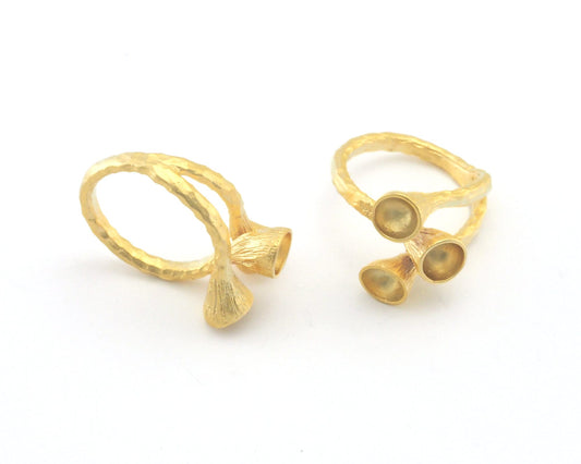 Cone shape setting blanks Ring Adjustable Rings for women, 27.5x22mm Gold Plated Brass (18mm 8US inner size - Adjustable ) 2370
