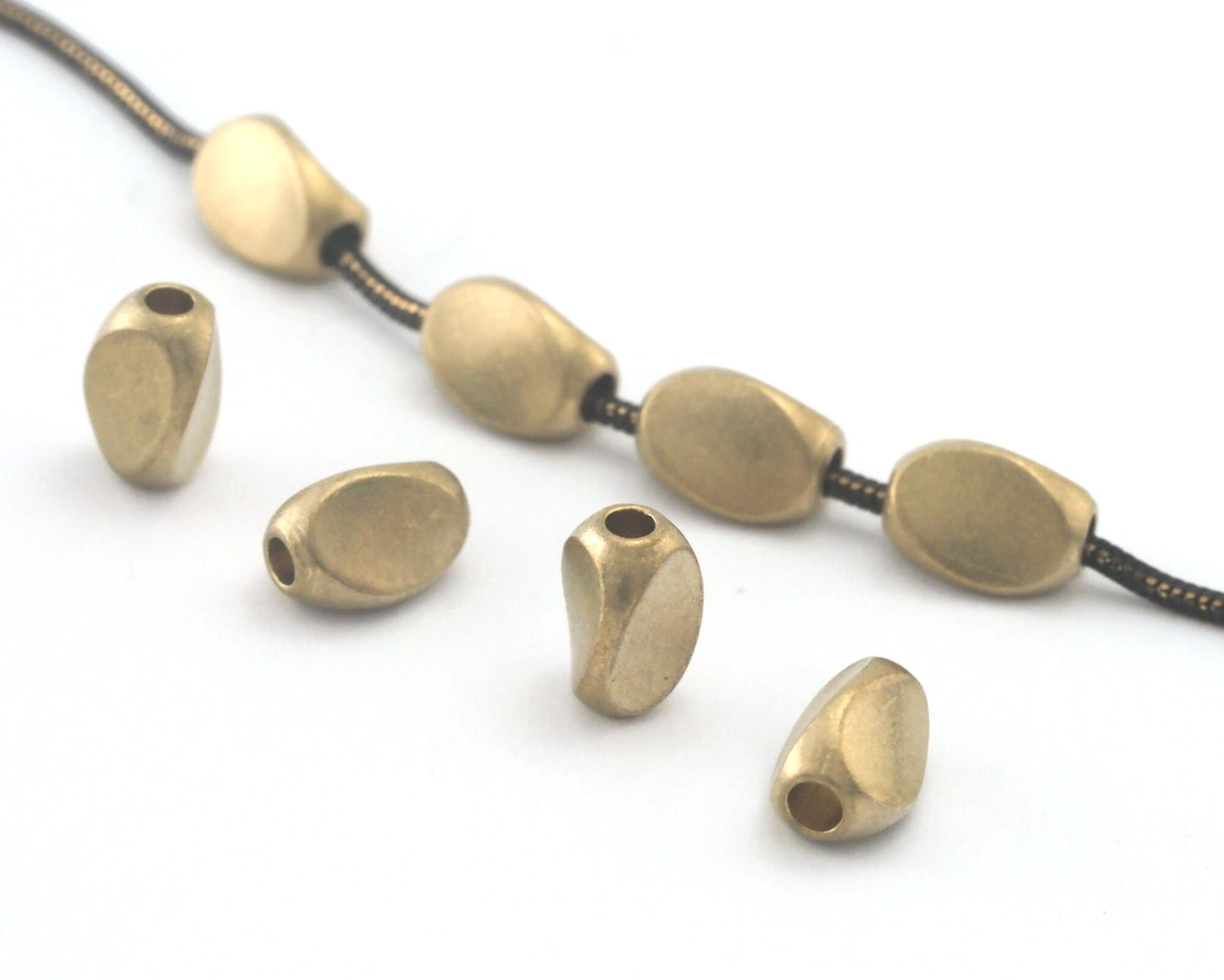 Raw brass Oval Spacer Bead 8x5mm (hole 2mm) industrial brass charms, findings spacer bead bab2 1035