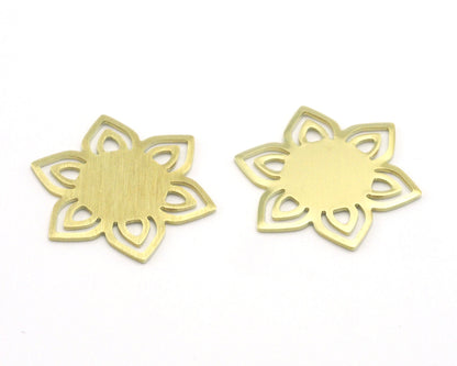 Flower Shape 28.5x25mm raw brass - Brushed Brass - raw copper no hole charms findings 4310-220